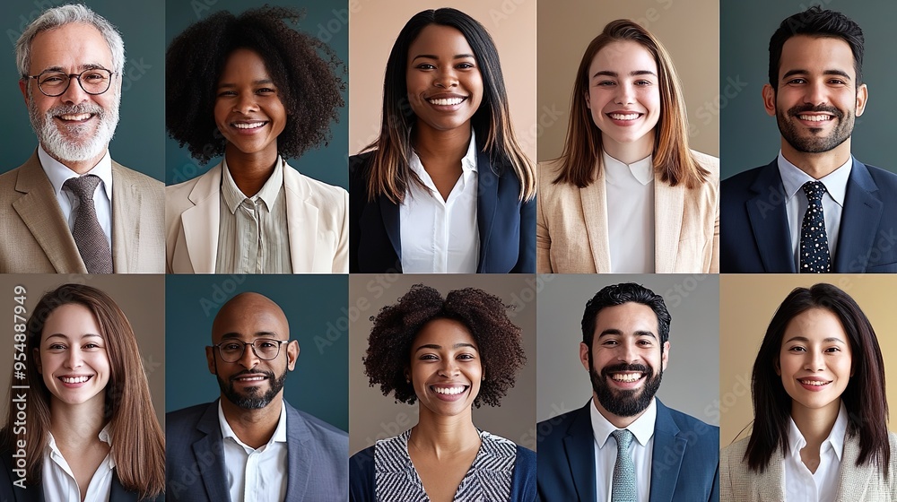 A group of people are smiling and wearing suits A group of people are smiling and wearing suits