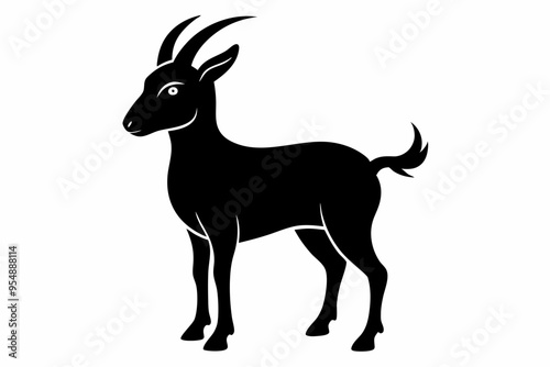 goat silhouette, dairy goat vector silhouette, baby goat silhouette