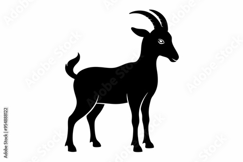 goat silhouette, dairy goat vector silhouette, baby goat silhouette