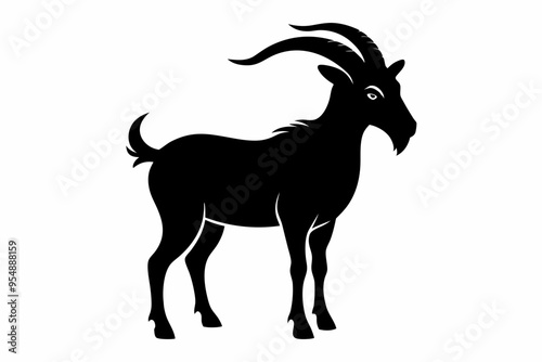 goat silhouette, dairy goat vector silhouette, baby goat silhouette