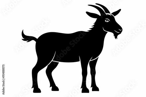 goat silhouette, dairy goat vector silhouette, baby goat silhouette