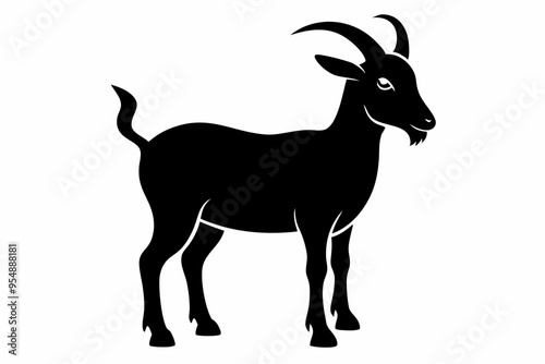 goat silhouette, dairy goat vector silhouette, baby goat silhouette