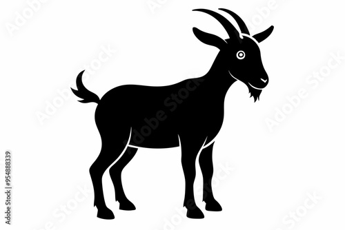 goat silhouette, dairy goat vector silhouette, baby goat silhouette