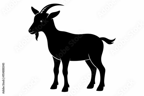 goat silhouette, dairy goat vector silhouette, baby goat silhouette