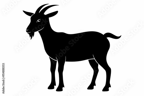 goat silhouette, dairy goat vector silhouette, baby goat silhouette
