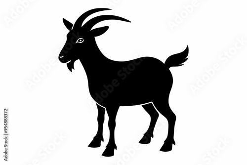 goat silhouette, dairy goat vector silhouette, baby goat silhouette