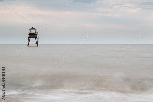 Photography Lighthouse in the sea long exposure, Dovercourt lighthouse at high tide built in