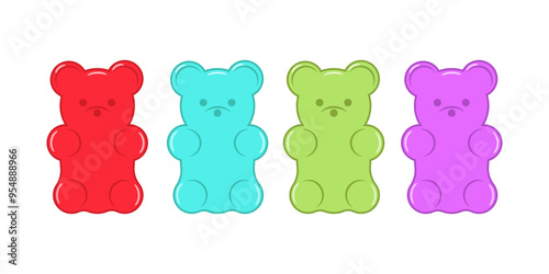 Obraz na płótnie Jelly bears fruit gummy. Character Illustrator vector design. w salonie