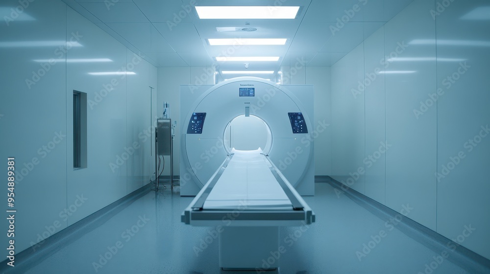 Futuristic Medical Imaging Corridor with MRI Scanner Futuristic Medical Imaging Corridor with MRI Scanner