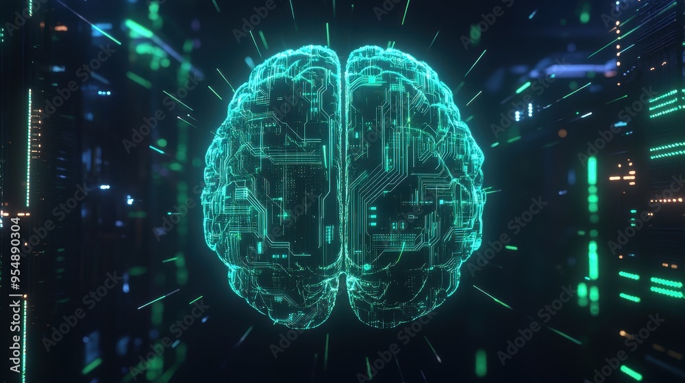 Futuristic Digital Brain with Circuitry, Artificial Intelligence, AI Concept. Futuristic Digital Brain with Circuitry, Artificial Intelligence, AI Concept.