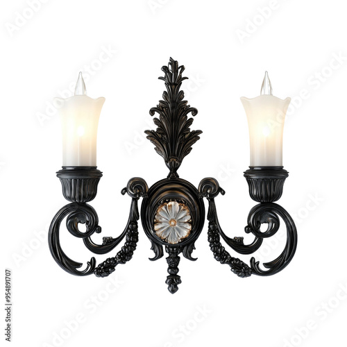 Wall sconces on transparent background