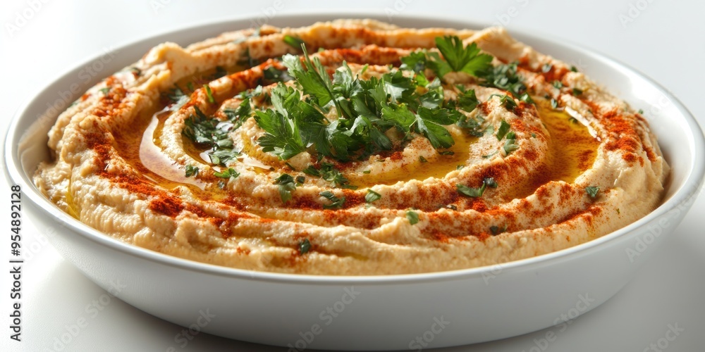 Creamy Hummus with Parsley, Olive Oil, and Paprika Creamy Hummus with Parsley, Olive Oil, and Paprika