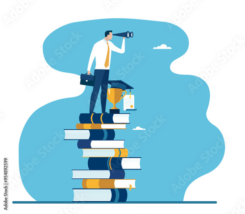 Education. Way to wisdom. Study, school, university. Vector illustration.
