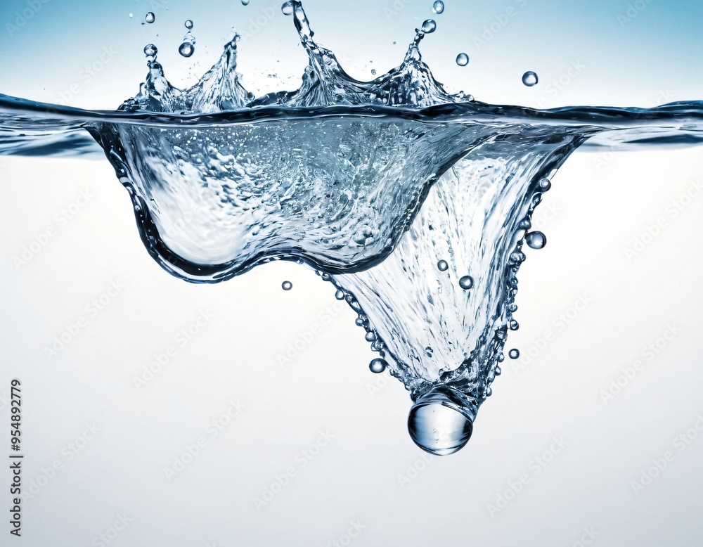 Water Wave. Water Bubbles Float Up Under Water. Freshness Pure Water Splashing on White Background. Ai generated image Water Wave. Water Bubbles Float Up Under Water. Freshness Pure Water Splashing on White Background. Ai generated image