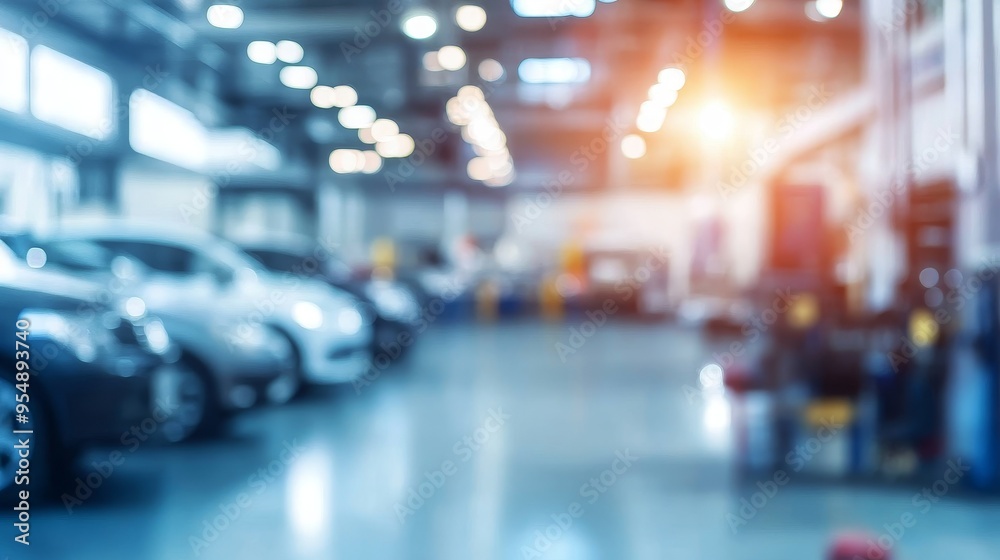 A blurred image of a car workshop filled with vehicles and industrial lighting, suggesting an automotive service environment. A blurred image of a car workshop filled with vehicles and industrial lighting, suggesting an automotive service environment.