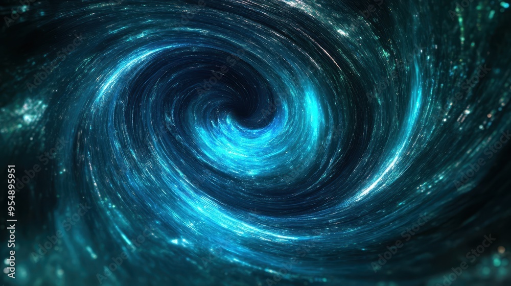 Abstract Blue Swirling Vortex with Glowing Lights - Digital Art Background. Abstract Blue Swirling Vortex with Glowing Lights - Digital Art Background.