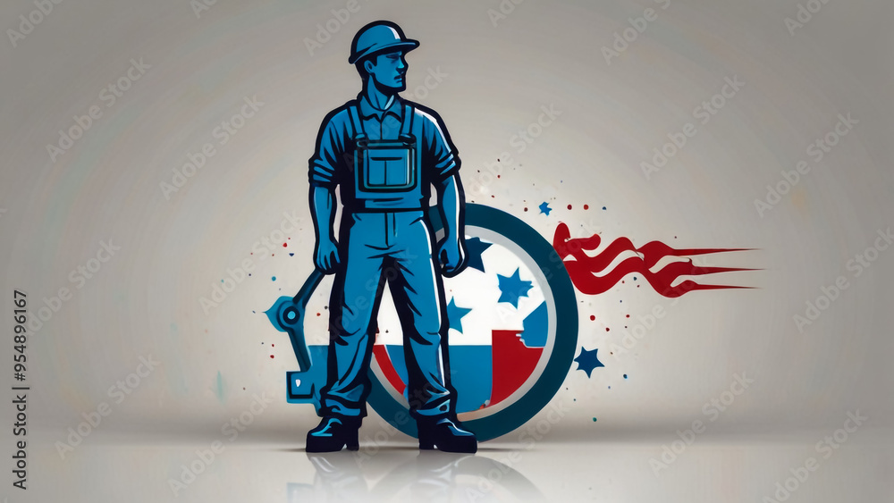 Fototapeta premium Labor day logo design with copy space on white background Happy Labour day banner wallpaper illustration