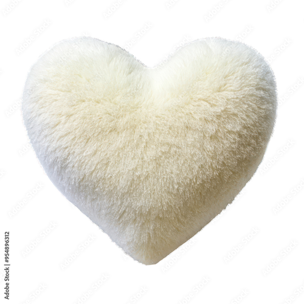 Fototapeta premium White heart pillow isolated on transparent background
