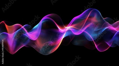 Abstract Neon Wave Background with Bright Colors and Glowing Lines.