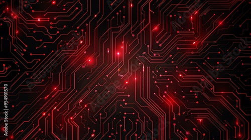 Obraz na płótnie Abstract Digital background with red circuit board design. w salonie