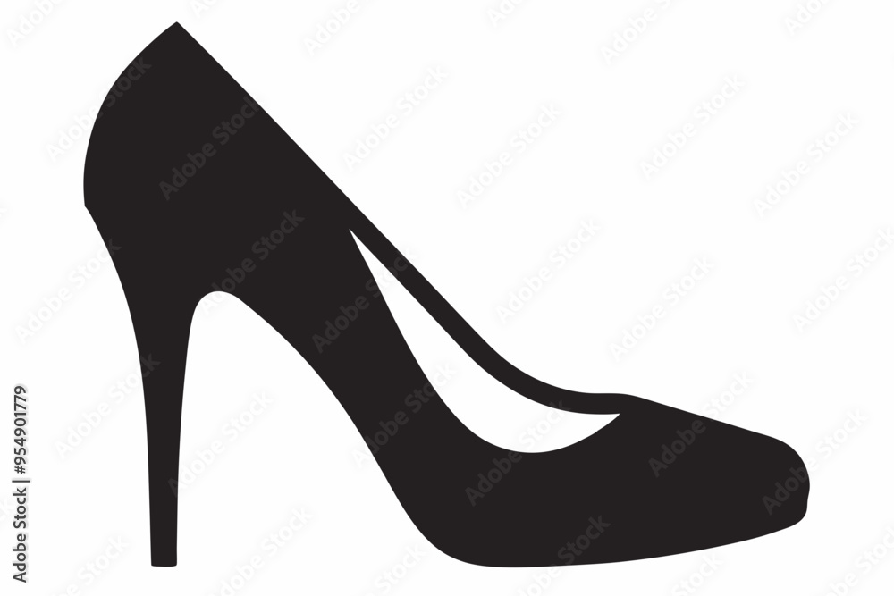 Women shoe vector icon, Black high heel Shoe silhouette
Women shoe vector icon, Black high heel Shoe silhouette