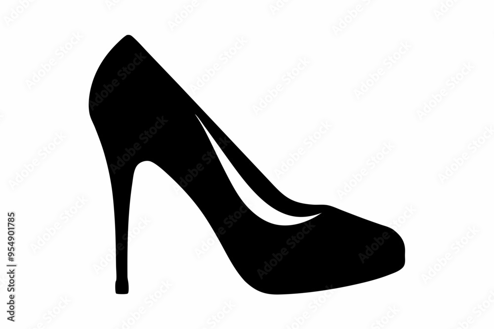 Women shoe vector icon, Black high heel Shoe silhouette
Women shoe vector icon, Black high heel Shoe silhouette