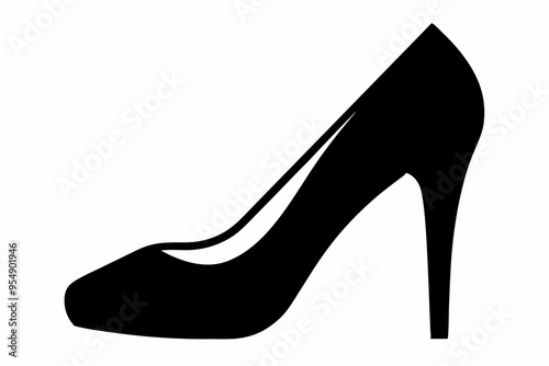 shoe high heel vector silhouette, woman high heel icon