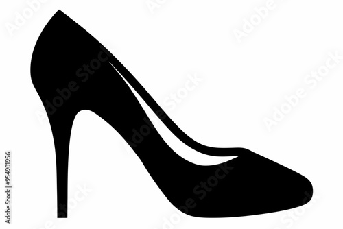 shoe high heel vector silhouette, woman high heel icon
