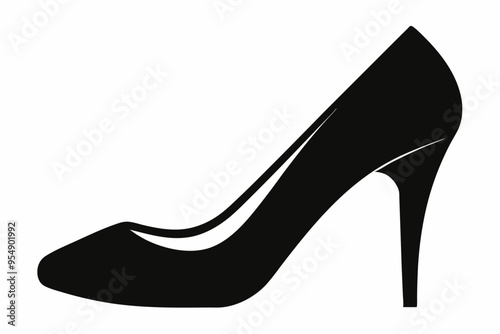 shoe high heel vector silhouette, woman high heel icon