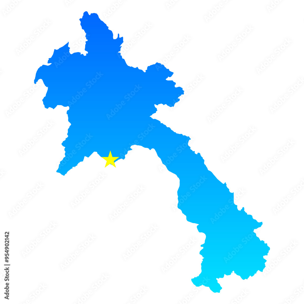 Naklejka premium Map of Laos with its capital Vientiane in professional blue style