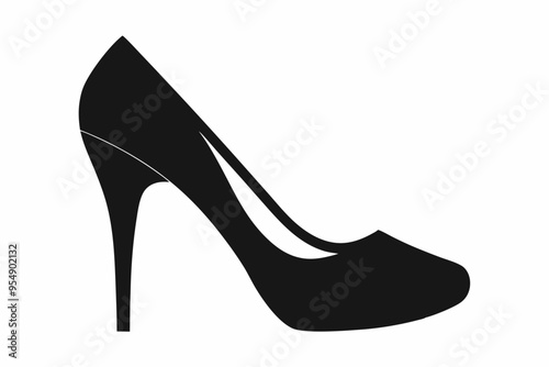 shoe high heel vector silhouette, woman high heel icon