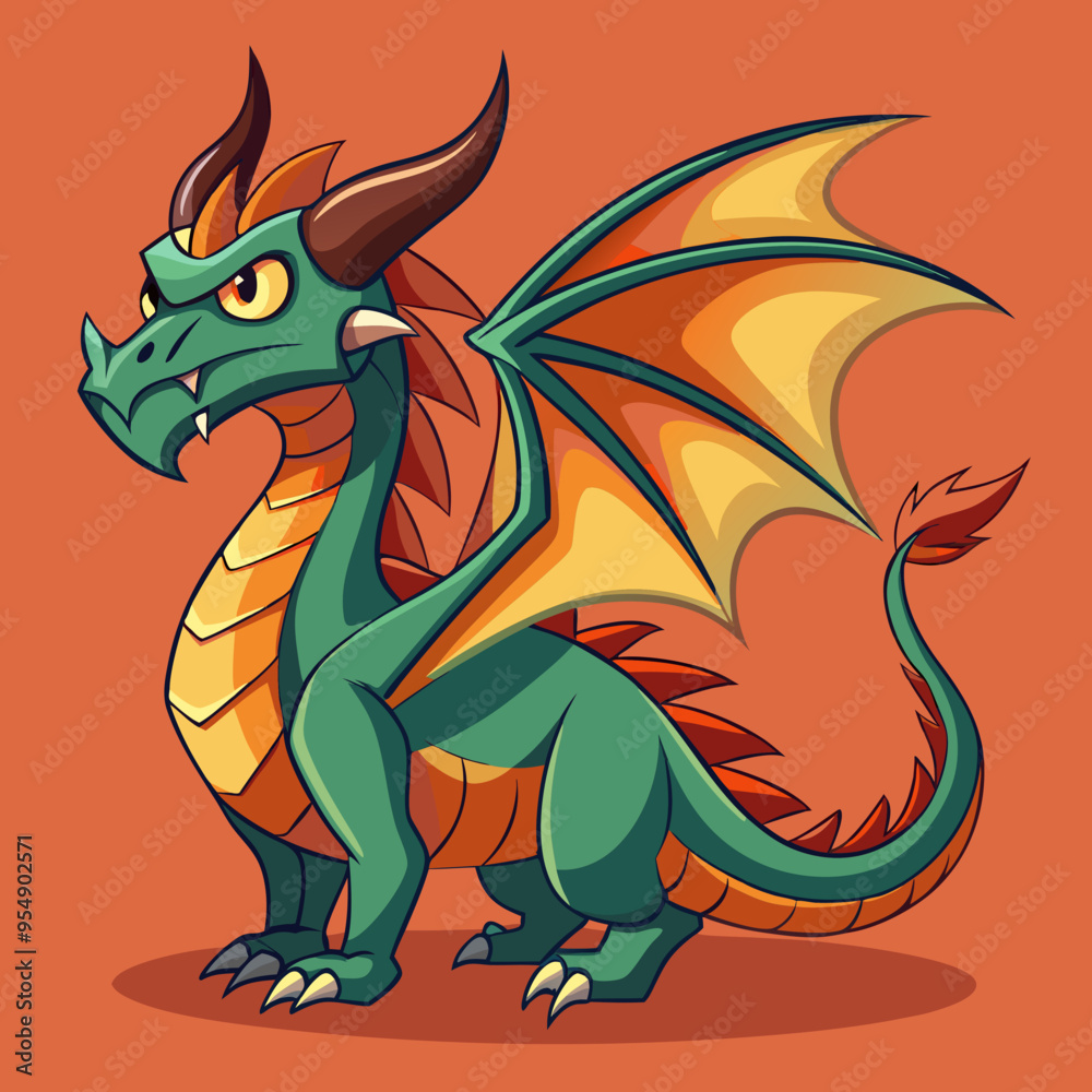 Fototapeta premium cartoon vector illustration of dragon