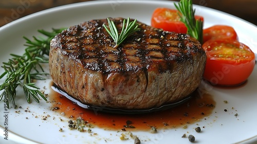 A well-arranged plate featuring perfectly seasoned and cooked meat photo