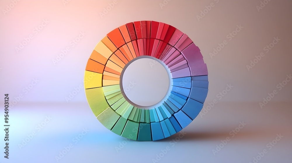 Obraz premium Detailed 3D Rendered Classic Color Wheel with Primary Secondary and Tertiary Hues