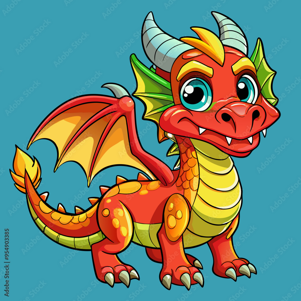 Fototapeta premium cartoon vector illustration of dragon