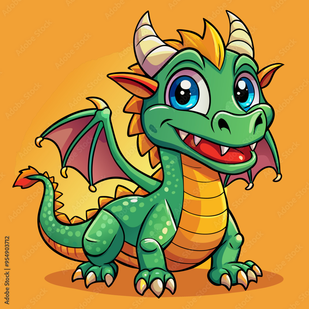 Fototapeta premium cartoon vector illustration of dragon