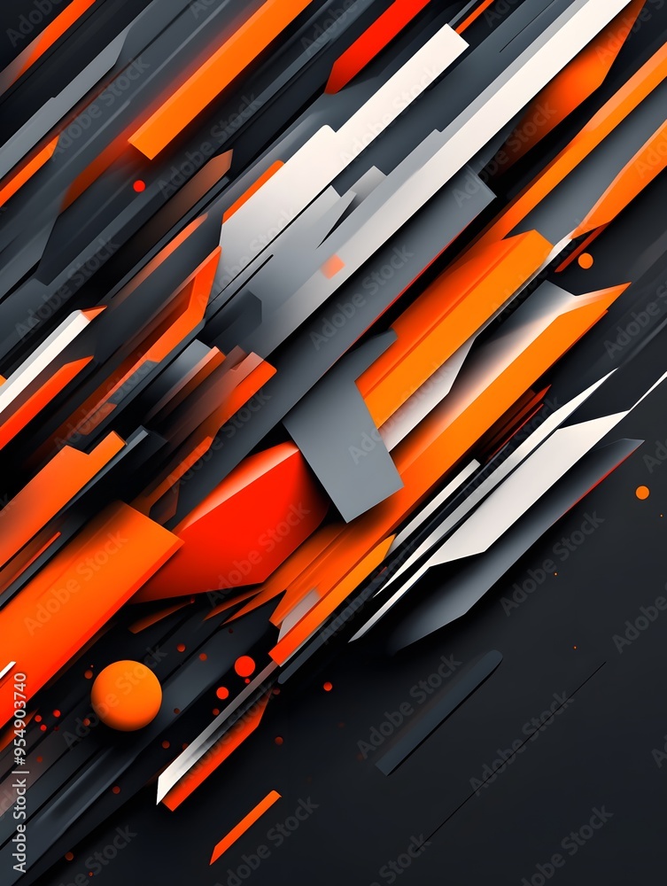 Abstract Geometric Shapes with Orange and Black. Abstract Geometric Shapes with Orange and Black.