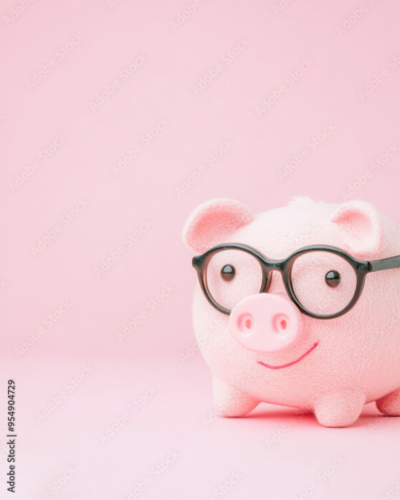 A cute pink piggy bank with glasses, perfect for representing savings, finance, and playful budgeting concepts. A cute pink piggy bank with glasses, perfect for representing savings, finance, and playful budgeting concepts.