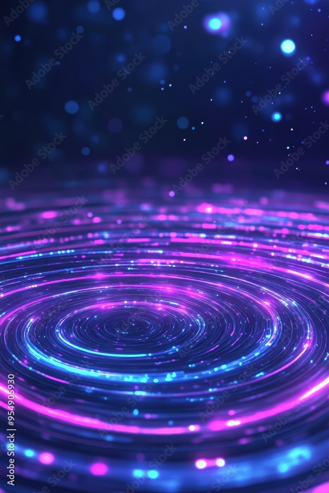 A mesmerizing abstract swirl of glowing circles in vibrant blue and purple hues, creating a dreamy digital landscape. A mesmerizing abstract swirl of glowing circles in vibrant blue and purple hues, creating a dreamy digital landscape.