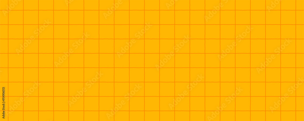 Abstract bright yellow background with checkered pattern. Jagged doodle hand drawn lines, notebook sheet, lined paper. Vertical and horizontal crosshatch. Abstract bright yellow background with checkered pattern. Jagged doodle hand drawn lines, notebook sheet, lined paper. Vertical and horizontal crosshatch.