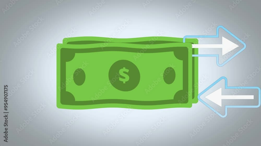 financial management concept, flow of money in and out, animation of stacks of dollar bills and two-way back and forth. financial management concept, flow of money in and out, animation of stacks of dollar bills and two-way back and forth.