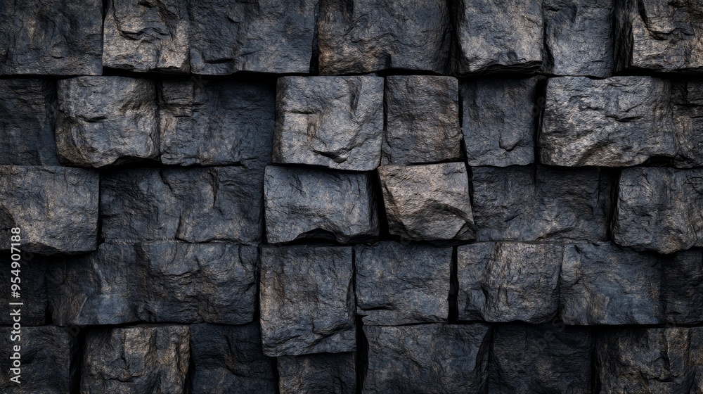A textured wall of dark, rugged stones arranged in a geometric pattern, emphasizing natural materials and design. A textured wall of dark, rugged stones arranged in a geometric pattern, emphasizing natural materials and design.