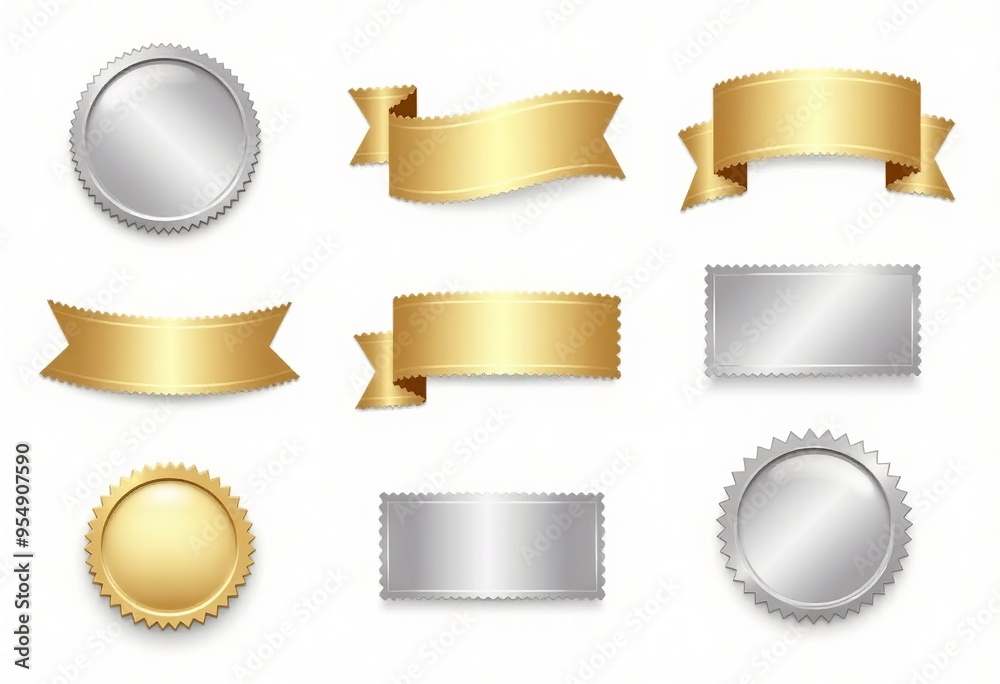 Vector Oval Stickers: Shiny Golden and Silver Labels with Wiggle and Zigzag Borders for Pricing, Coupons, and Badges Vector Oval Stickers: Shiny Golden and Silver Labels with Wiggle and Zigzag Borders for Pricing, Coupons, and Badges