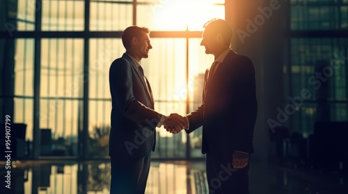 Business Agreement: Two Professionals Shaking Hands