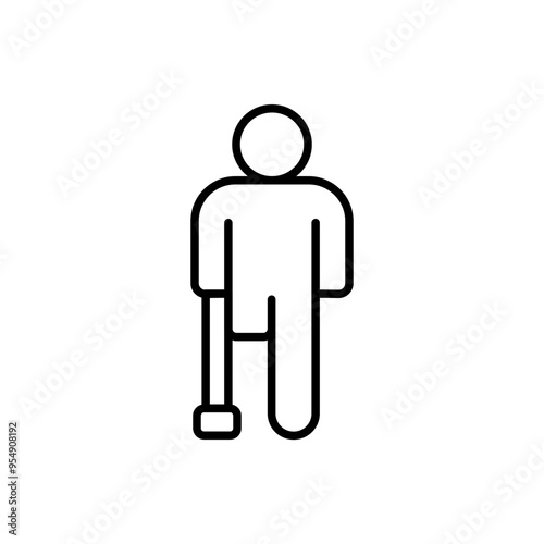 Disabled people outline icons, minimalist vector illustration ,simple transparent graphic element .Isolated on white background