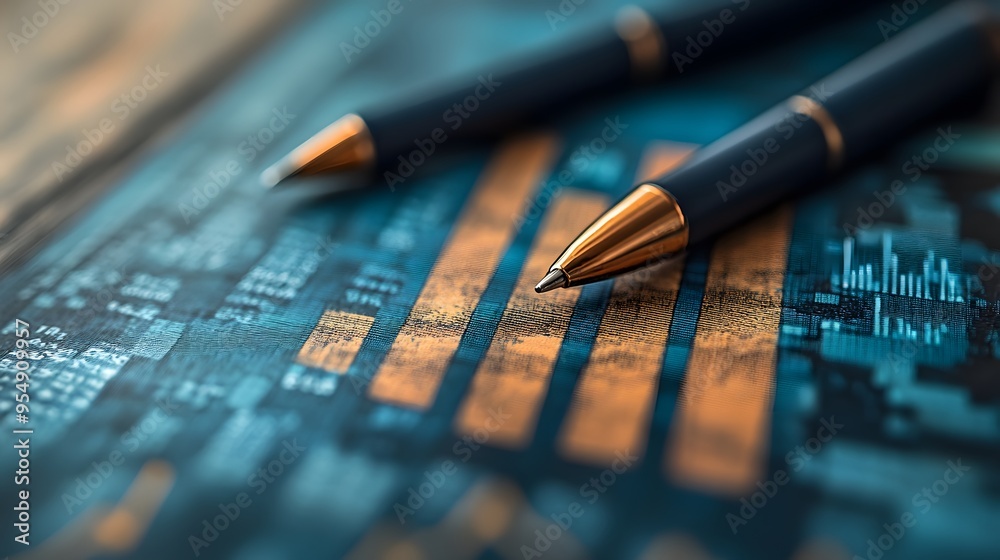 Financial analysis showing a business graph and growth chart on a desktop, accompanied by a digital marketing plan. Financial analysis showing a business graph and growth chart on a desktop, accompanied by a digital marketing plan.