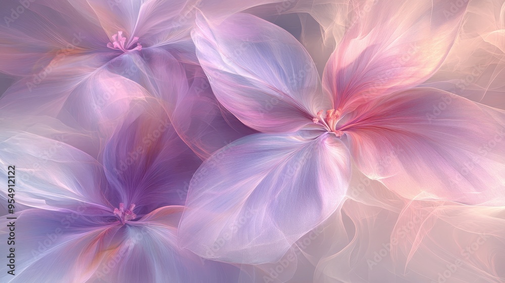 Abstract Floral Background with Delicate Pink and Purple Petals.