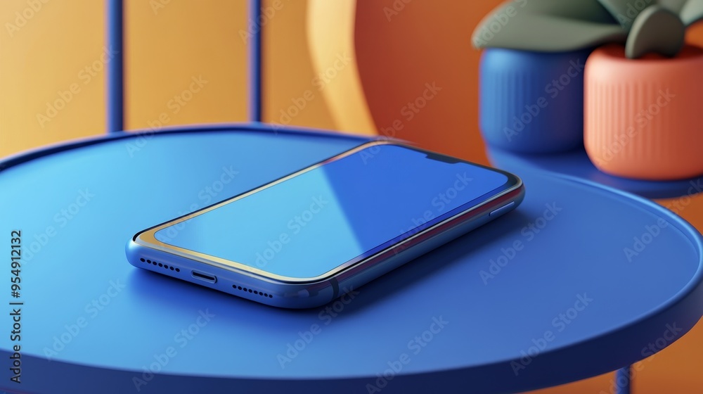 A modern smartphone rests on a vibrant blue table, showcasing sleek design and a clean display, ideal for tech and lifestyle content. A modern smartphone rests on a vibrant blue table, showcasing sleek design and a clean display, ideal for tech and lifestyle content.