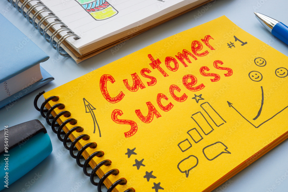 Notebook with notes on customer success. Notebook with notes on customer success.