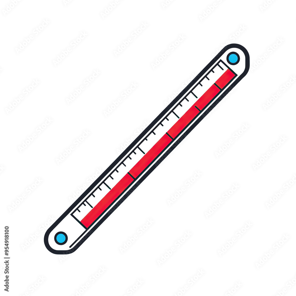A vibrant red thermometer with a clear scale, ideal for illustrating temperature measurement and health concepts. A vibrant red thermometer with a clear scale, ideal for illustrating temperature measurement and health concepts.
